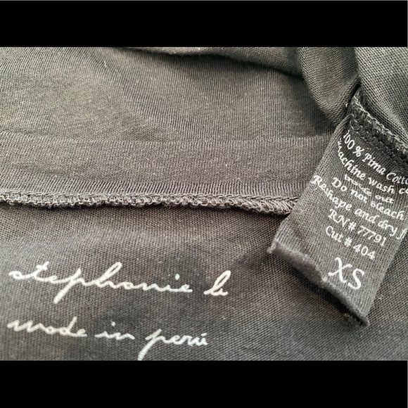 STEPHANIE B BLACK COTTON LONG SLEEVE T-SHIRT XS - Picture 8 of 8